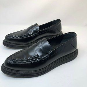 All Saints Black Leather Loafers